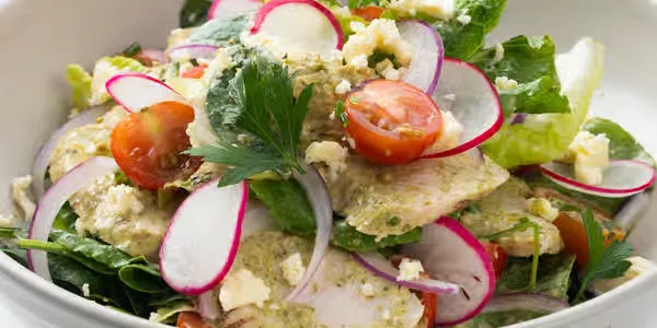 Grilled Chicken, Pesto & Feta Salad